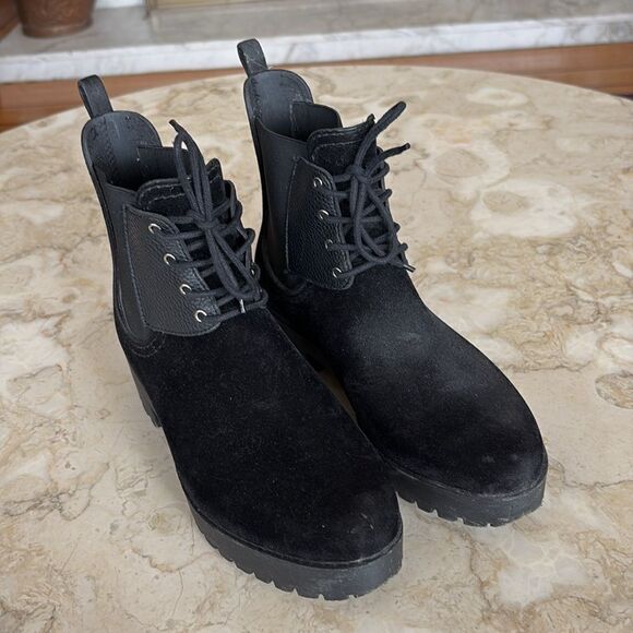 DAV Leeds Waterproof Velvet Lace Up Lug Sole Ankle Boots - Picture 3 of 10